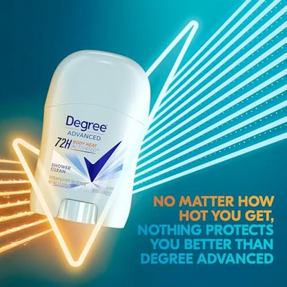 Degree Advanced Antiperspirant Deodorant, Shower Clean, 6-Pack, 0.5 oz Each, 72-Hour Protection for Women