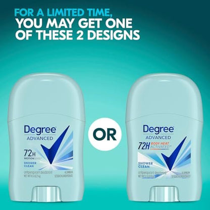 Degree Advanced Antiperspirant Deodorant, Shower Clean, 6-Pack, 0.5 oz Each, 72-Hour Protection for Women