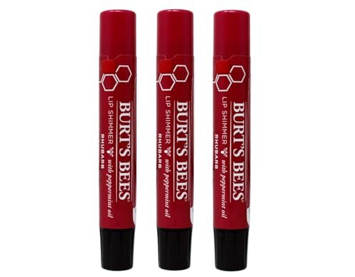 Burt's Bees Lip Shimmer Rhubarb - 0.09 oz (Pack of 3) - Moisturizing Tinted Lip Balm - görsel 2