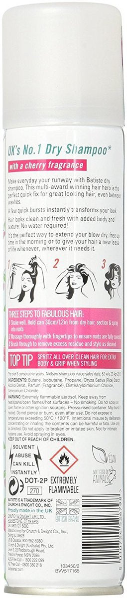 Batiste Dry Shampoo Cherry 6.73 oz (Pack of 4) – Instant Refresh & Volume Avelisse