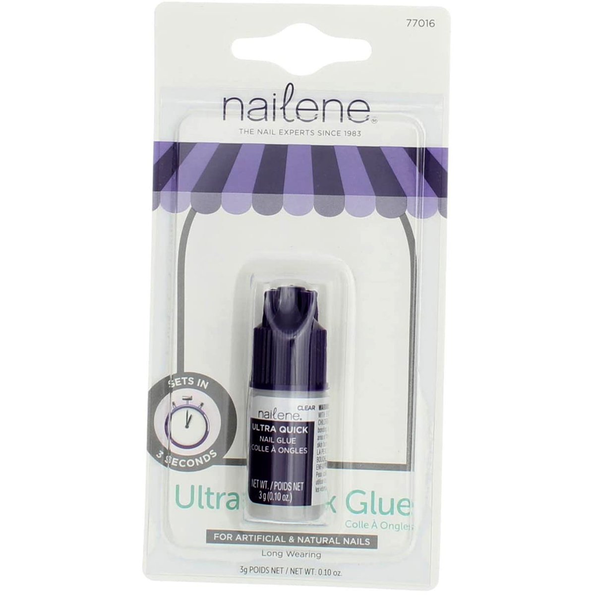 Nailene Ultra Quick Nail Glue - 3 Pack (0.1 oz Each) - Clear Rubber-Based Formula for Strong, Long-Lasting Hold Avelisse