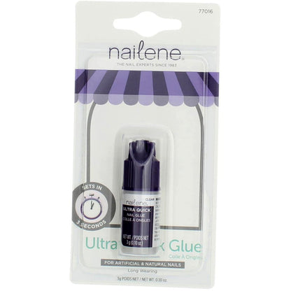 Nailene Ultra Quick Nail Glue - 3 Pack (0.1 oz Each) - Clear Rubber-Based Formula for Strong, Long-Lasting Hold Avelisse