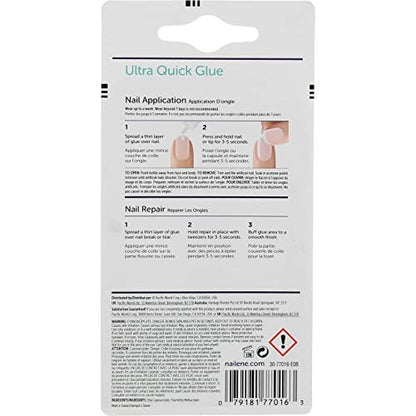 Nailene Ultra Quick Nail Glue - 3 Pack (0.1 oz Each) - Clear Rubber-Based Formula for Strong, Long-Lasting Hold Avelisse