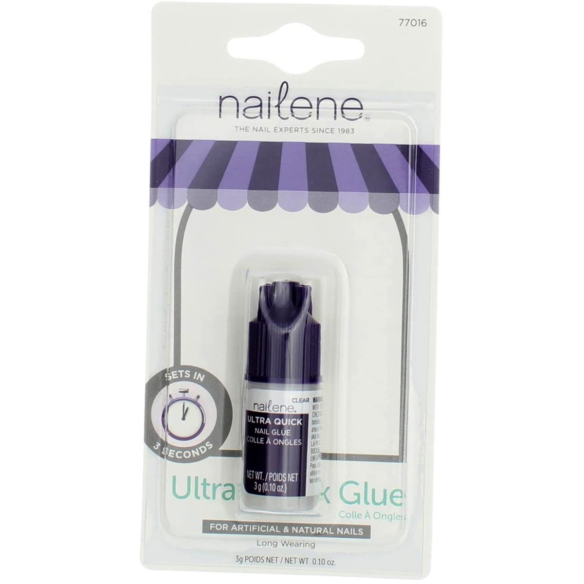 Nailene Ultra Quick Nail Glue - 3 Pack (0.1 oz Each) - Clear Rubber-Based Formula for Strong, Long-Lasting Hold Avelisse