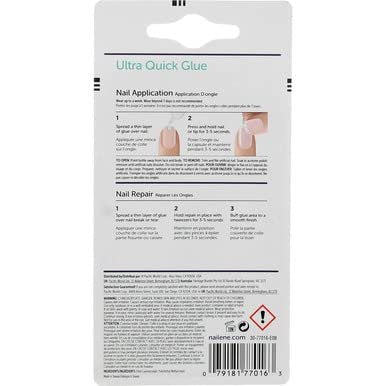 Nailene Ultra Quick Nail Glue - 3 Pack (0.1 oz Each) - Clear Rubber-Based Formula for Strong, Long-Lasting Hold Avelisse