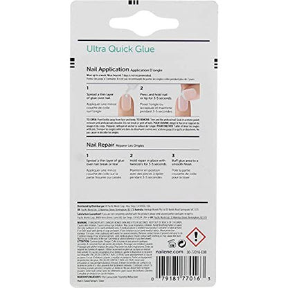 Nailene Ultra Quick Nail Glue - 3 Pack (0.1 oz Each) - Clear Rubber-Based Formula for Strong, Long-Lasting Hold Avelisse