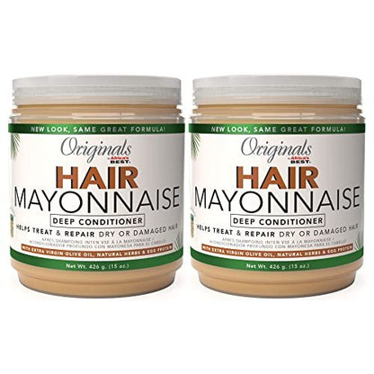 Originals by Africa's Best Hair Mayonnaise Conditioner – 2 Pack (15 oz Jars) – Deep Conditioning & Repair with Egg Protein & Olive Oil Avelisse