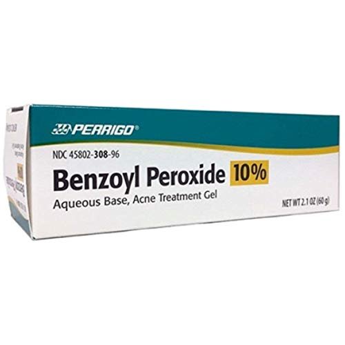Perrigo 10% Benzoyl Peroxide Acne Treatment Gel - 2.1 oz (Pack of 2) - Maximum Strength Acne Gel for Face & Body Avelisse