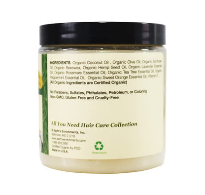 Earth's Enrichments Organic Pomade - Hair Food for Growth with Tea Tree, Rosemary & Lavender Oil - Natural Hair Grease for Thick, Straight, Curly, Wavy, Thin Hair - Women, Men, Kids - USDA Organic - 8 oz Avelisse