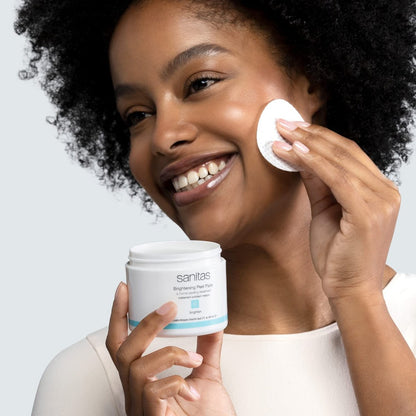 Sanitas Skincare Brightening Peel Pads - Home Exfoliating Treatment with Lactic, Glycolic, and Salicylic Acids, 50 Pads Avelisse