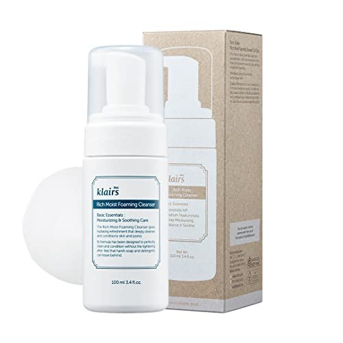 DearKlairs Rich Moist Foaming Cleanser – Hydrating K-Beauty Facial Wash (3.4 fl oz / 100 ml) Avelisse