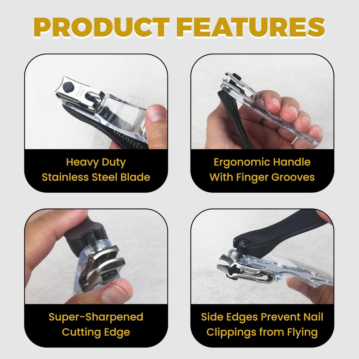 EZ Grip 360 Degree Rotary Stainless Steel Sharp Blade Fingernail Toenail Clipper, Trimmer and Cutter - Black, 4 Inch - görsel 8