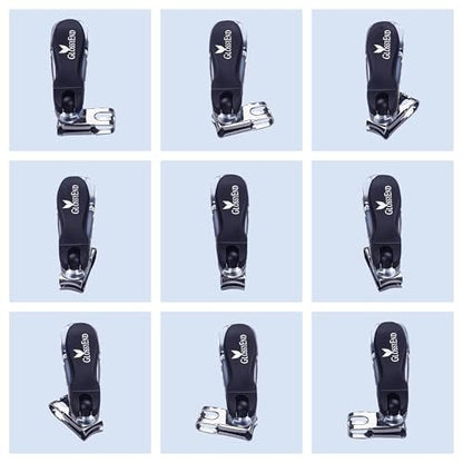 EZ Grip 360 Degree Rotary Stainless Steel Sharp Blade Fingernail Toenail Clipper, Trimmer and Cutter - Black, 4 Inch