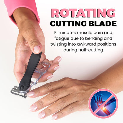 EZ Grip 360 Degree Rotary Stainless Steel Sharp Blade Fingernail Toenail Clipper, Trimmer and Cutter - Black, 4 Inch