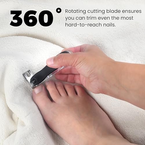 EZ Grip 360 Degree Rotary Stainless Steel Sharp Blade Fingernail Toenail Clipper, Trimmer and Cutter - Black, 4 Inch - görsel 13