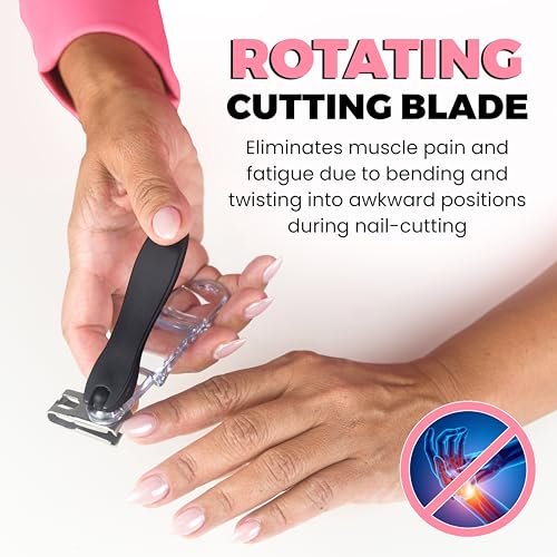 EZ Grip 360 Degree Rotary Stainless Steel Sharp Blade Fingernail Toenail Clipper, Trimmer and Cutter - Black, 4 Inch - görsel 5