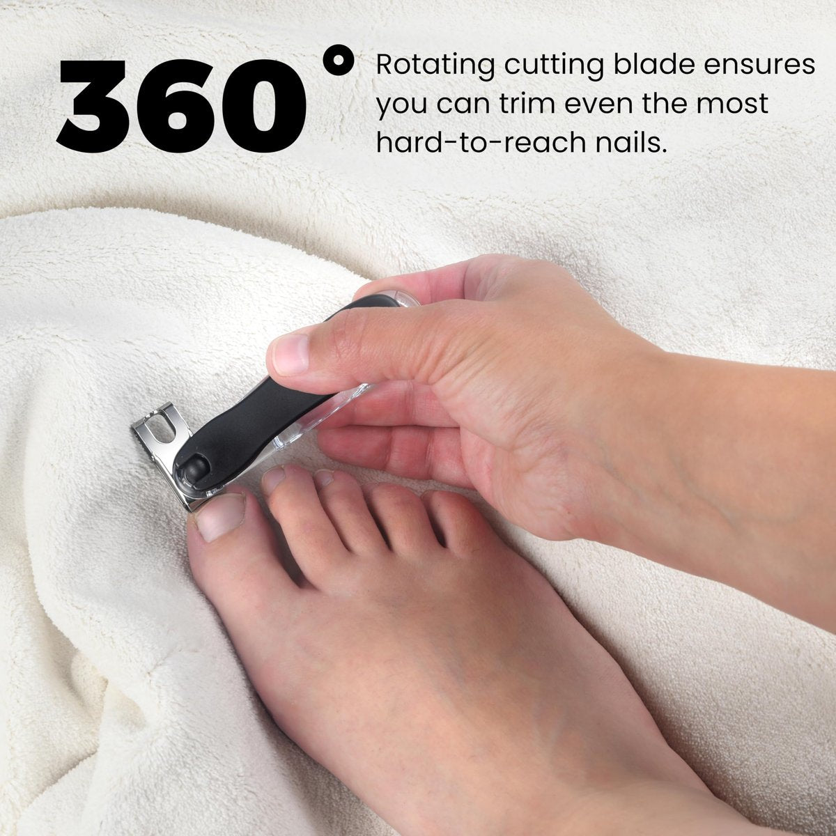 EZ Grip 360 Degree Rotary Stainless Steel Sharp Blade Fingernail Toenail Clipper, Trimmer and Cutter - Black, 4 Inch - görsel 12