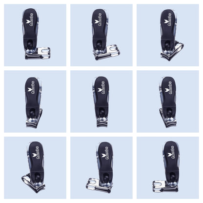 EZ Grip 360 Degree Rotary Stainless Steel Sharp Blade Fingernail Toenail Clipper, Trimmer and Cutter - Black, 4 Inch