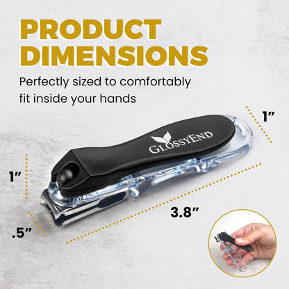 EZ Grip 360 Degree Rotary Stainless Steel Sharp Blade Fingernail Toenail Clipper, Trimmer and Cutter - Black, 4 Inch