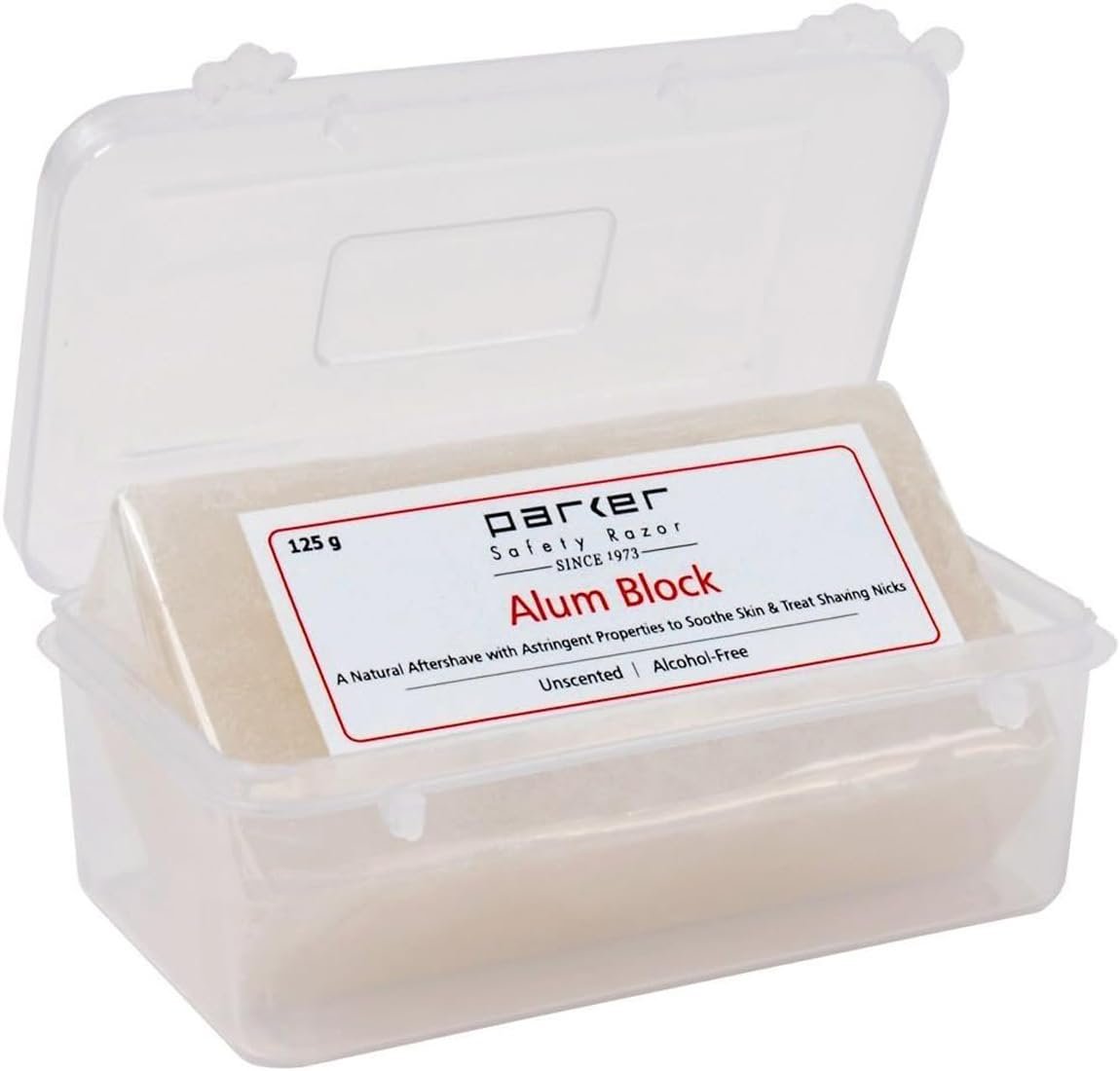 Parker Large Alum Block with Travel Case (125 g / 4.4 oz) - Natural Aftershave with Antiseptic Properties - Essential for Every Wet Shaver Avelisse