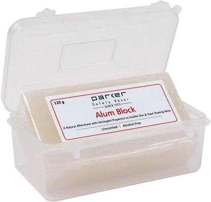 Parker Large Alum Block with Travel Case (125 g / 4.4 oz) - Natural Aftershave with Antiseptic Properties - Essential for Every Wet Shaver Avelisse