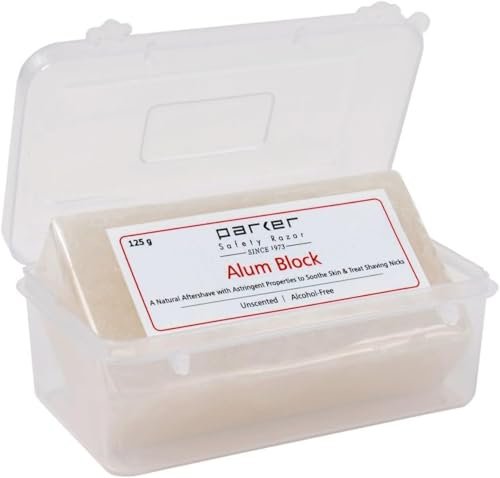 Parker Large Alum Block with Travel Case (125 g / 4.4 oz) - Natural Aftershave with Antiseptic Properties - Essential for Every Wet Shaver Avelisse