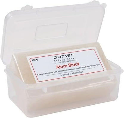 Parker Large Alum Block with Travel Case (125 g / 4.4 oz) - Natural Aftershave with Antiseptic Properties - Essential for Every Wet Shaver Avelisse