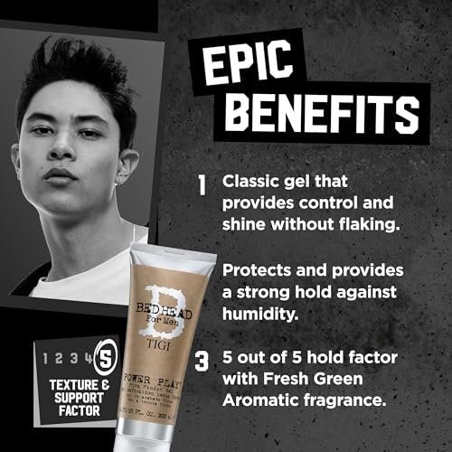 TIGI Bed Head Power Play Firm Hold Hair Gel for Men, 2-Pack, Anti-Humidity Frizz Control, 6.76 oz Each - görsel 6