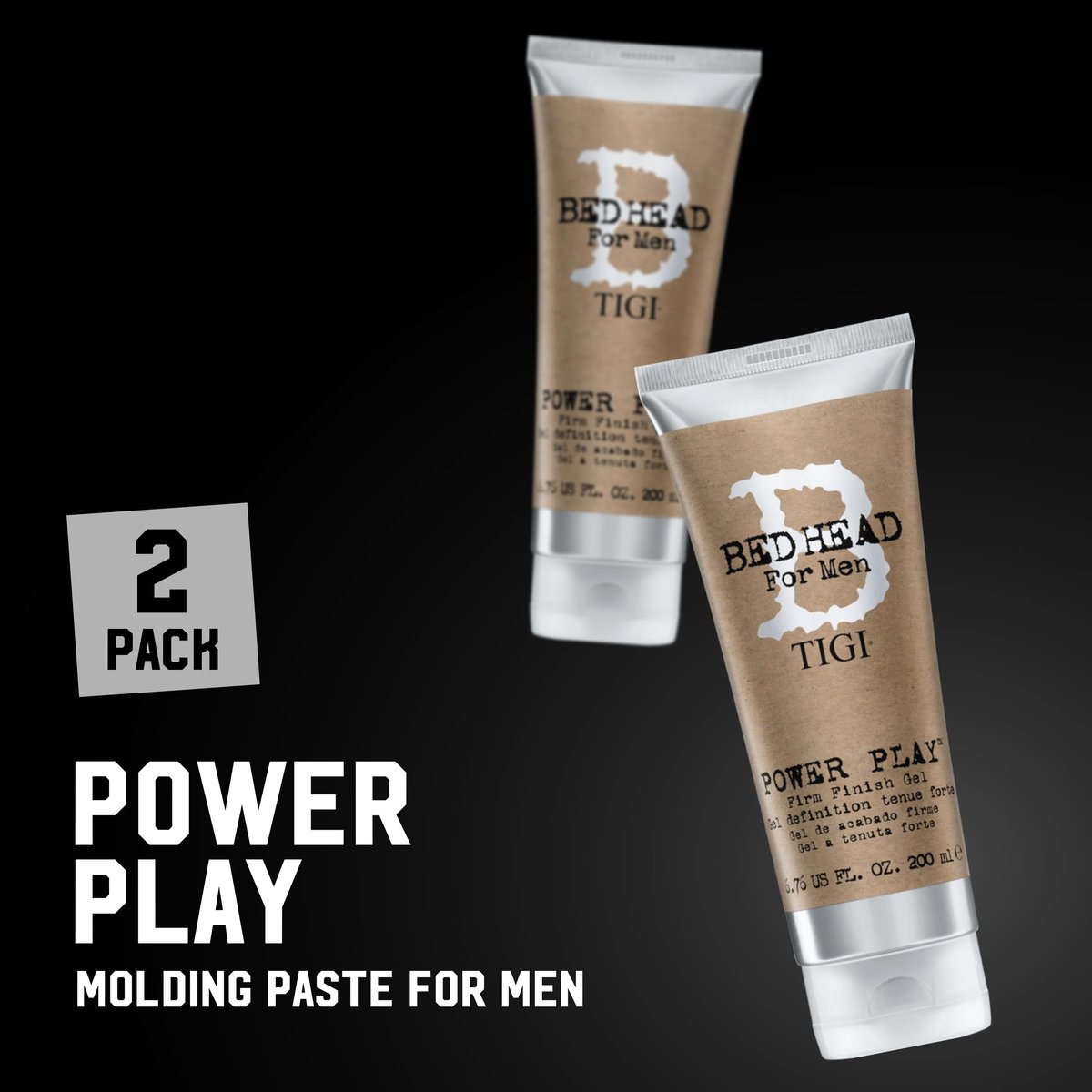 TIGI Bed Head Power Play Firm Hold Hair Gel for Men, 2-Pack, Anti-Humidity Frizz Control, 6.76 oz Each - görsel 3