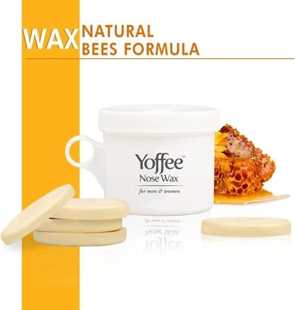 Yoffee Nose Wax Kit for Men & Women – Natural Bio-Beeswax & Aloe Vera Nose Hair Waxing Kit with 10 Reusable Sticks – Easy, Quick & Painless Nostril Waxing Avelisse