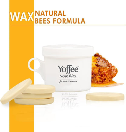 Yoffee Nose Wax Kit for Men & Women – Natural Bio-Beeswax & Aloe Vera Nose Hair Waxing Kit with 10 Reusable Sticks – Easy, Quick & Painless Nostril Waxing Avelisse