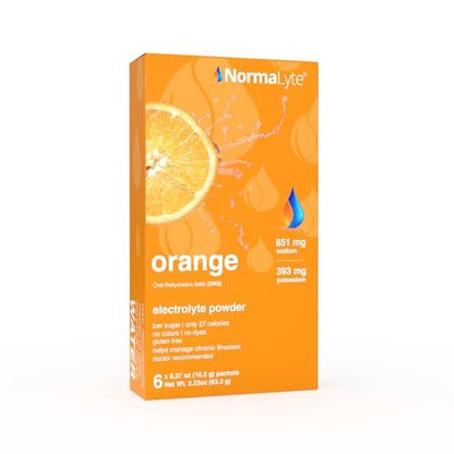 NormaLyte Orange Electrolyte Powder Packets – Clinically Studied Hydration Drink Mix (6 Count)
