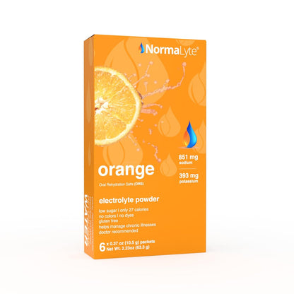 NormaLyte Orange Electrolyte Powder Packets – Clinically Studied Hydration Drink Mix (6 Count)