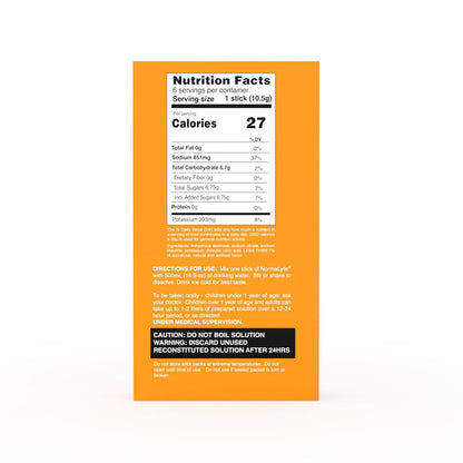 NormaLyte Orange Electrolyte Powder Packets – Clinically Studied Hydration Drink Mix (6 Count)
