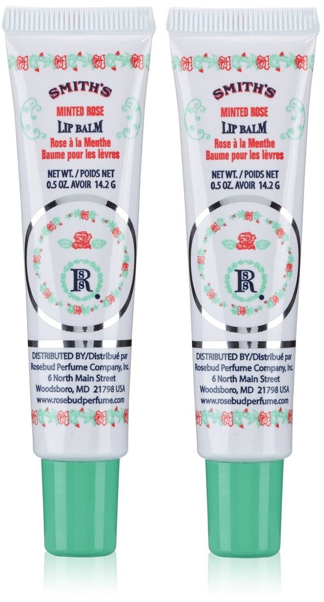 Smith's Rosebud Perfume Co. Minted Rose Lip Balm in a Tube, 0.5 Ounce (Pack of 2) Avelisse