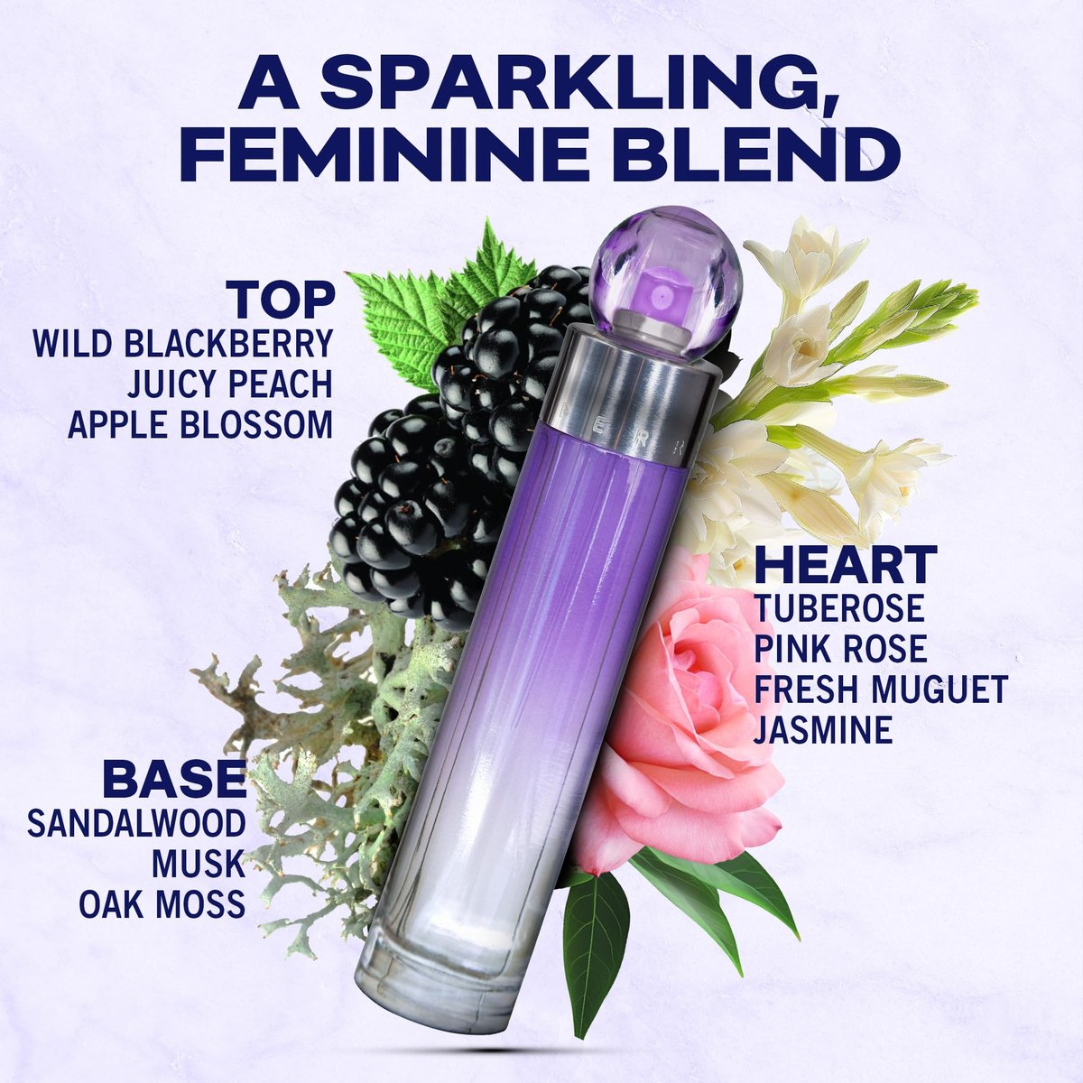 Perry Ellis 360° Purple Eau De Parfum for Women - Fruity & Floral Long-Lasting Fragrance, 1.7 fl oz (50 mL) Avelisse