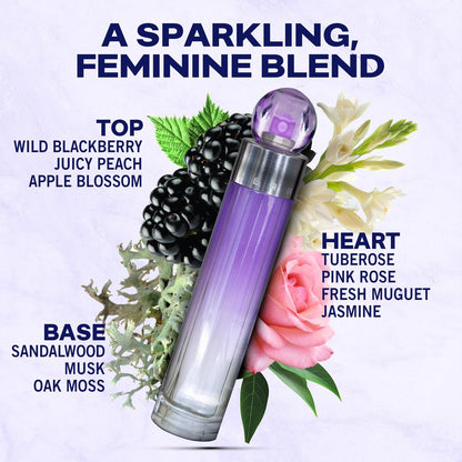 Perry Ellis 360° Purple Eau De Parfum for Women - Fruity & Floral Long-Lasting Fragrance, 1.7 fl oz (50 mL) Avelisse