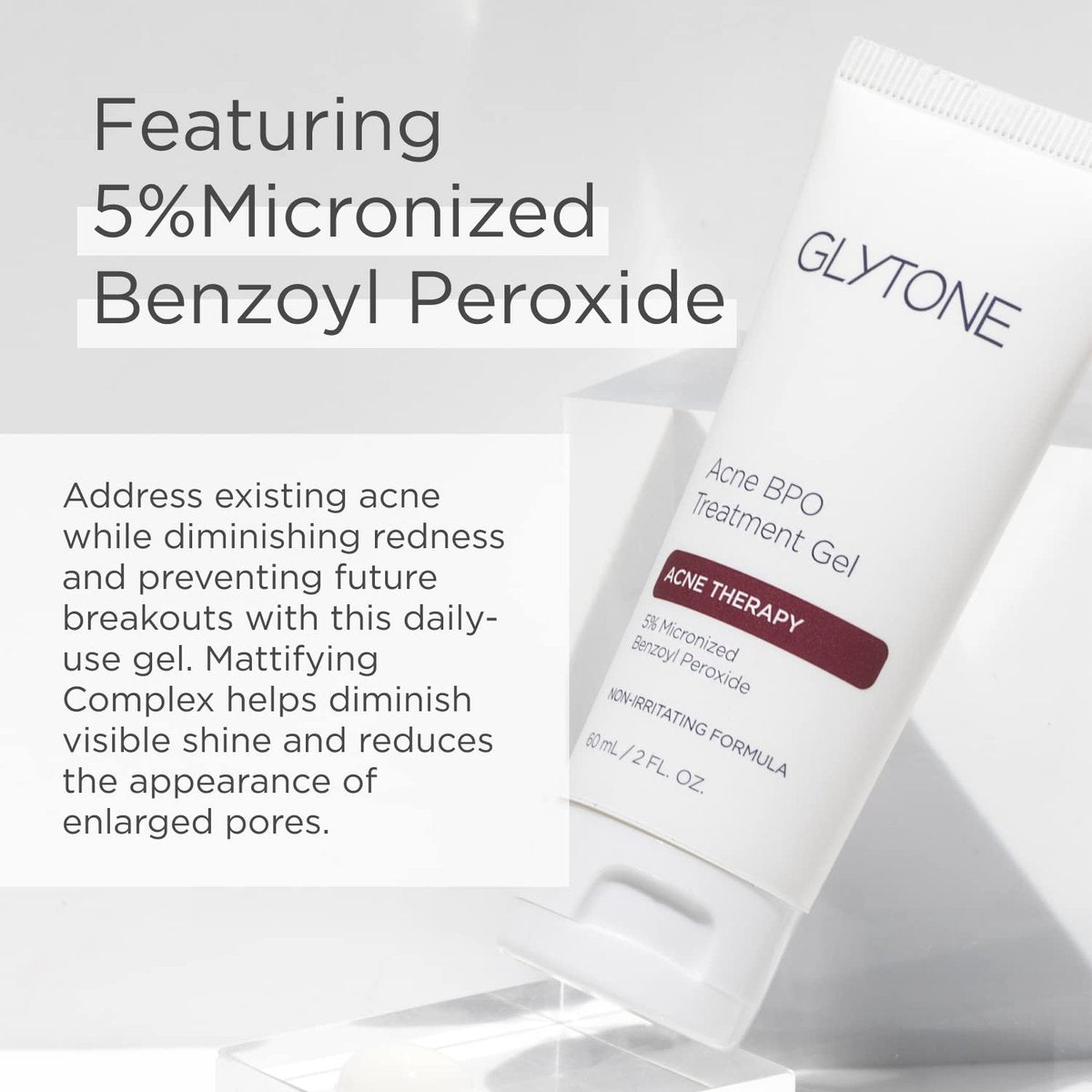 Glytone Acne BPO Treatment Gel - 5% Benzoyl Peroxide Spot Treatment for Cystic Acne & Breakouts - Non-Comedogenic, Time-Released Formula for Oily, Blemish-Prone Skin - 2 fl oz Avelisse