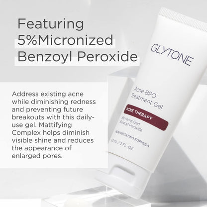 Glytone Acne BPO Treatment Gel - 5% Benzoyl Peroxide Spot Treatment for Cystic Acne & Breakouts - Non-Comedogenic, Time-Released Formula for Oily, Blemish-Prone Skin - 2 fl oz Avelisse