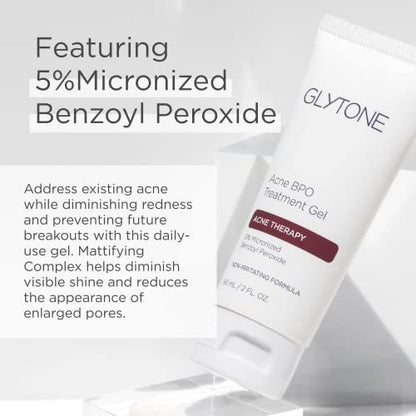 Glytone Acne BPO Treatment Gel - 5% Benzoyl Peroxide Spot Treatment for Cystic Acne & Breakouts - Non-Comedogenic, Time-Released Formula for Oily, Blemish-Prone Skin - 2 fl oz Avelisse