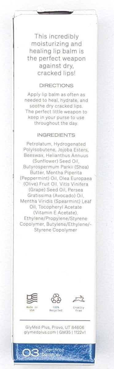 Glymed Ultra-Hydrating Lip Balm - 0.5 oz | Intensive Moisture for Dry Lips