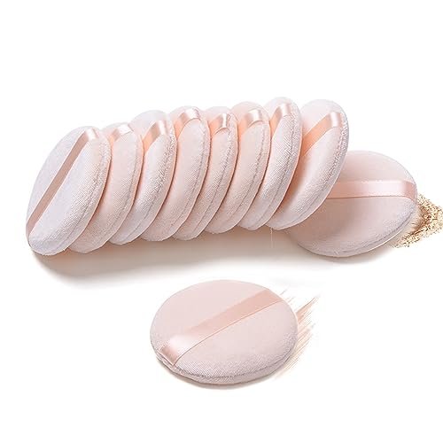 Pure Cotton Powder Puff 10-Pack – 3.15 Inch with Strap for Loose, Mineral & Body Powder – Pink - görsel 2