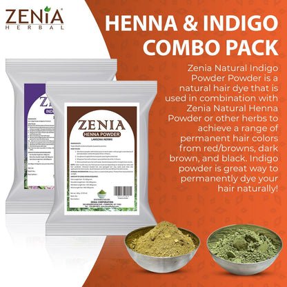 Zenia Indigo Powder & Henna Hair Color Combo Pack – 100g Each for Natural Hair Dye Avelisse