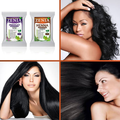 Zenia Indigo Powder & Henna Hair Color Combo Pack – 100g Each for Natural Hair Dye Avelisse