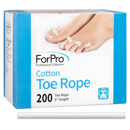 ForPro Professional Collection Biodegradable Cotton Toe Rope - Lint-Free Pedicure Toe Separators, 200 Count Avelisse
