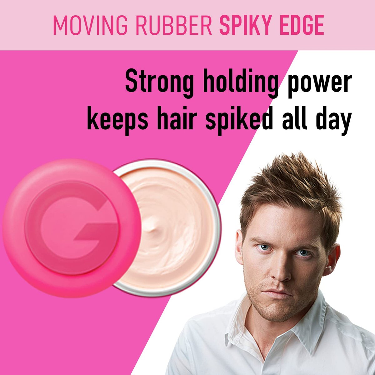 Gatsby Moving Rubber Spiky Edge Hair Wax – Pink, 2.8 oz (80g) – English Version - görsel 5