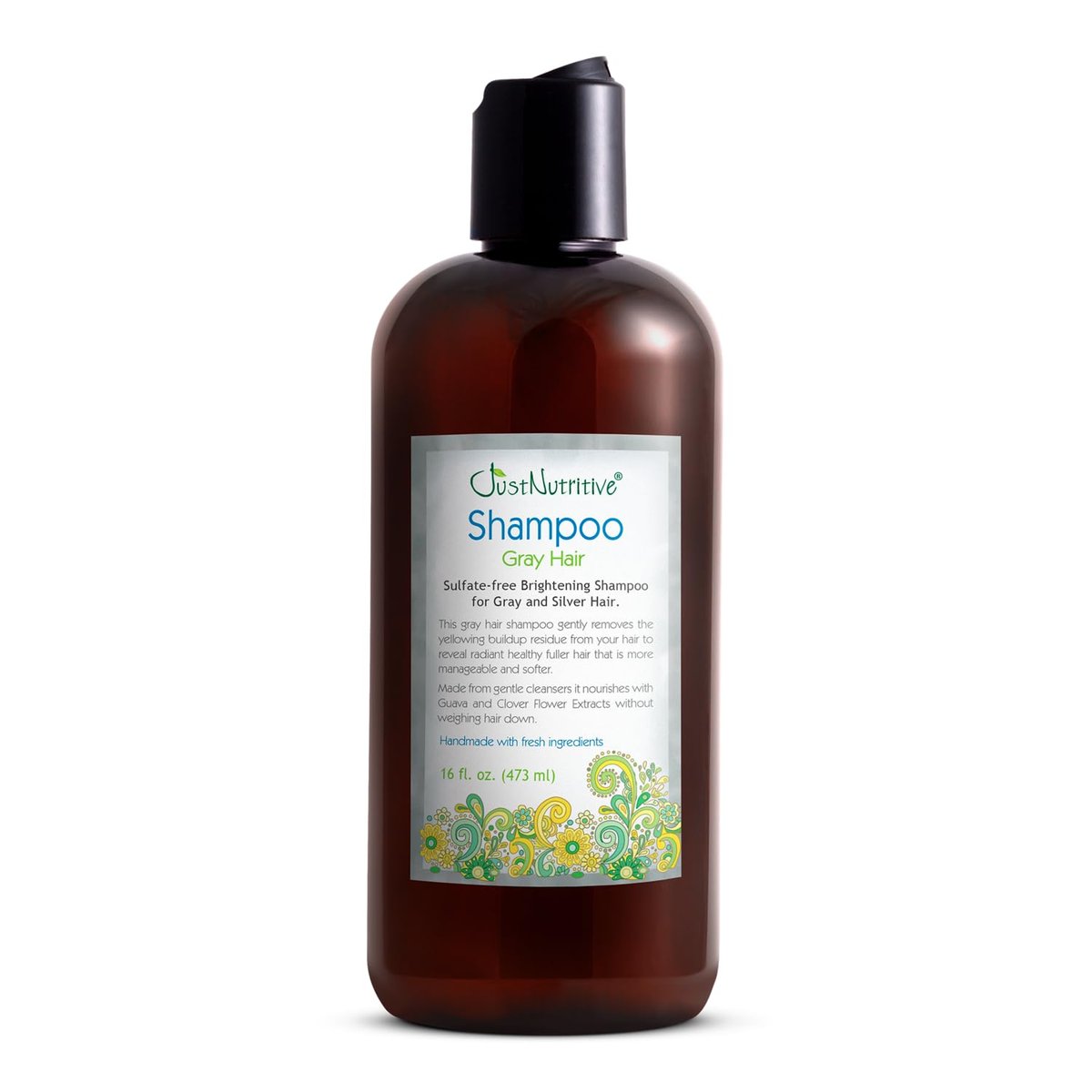 Just Nutritive Gray Hair Shampoo - Natural Gray Hair Treatment for Vibrant, Silver Locks - 16 oz Avelisse