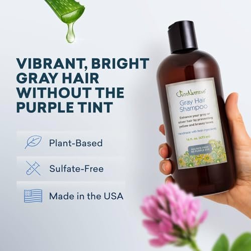 Just Nutritive Gray Hair Shampoo - Natural Gray Hair Treatment for Vibrant, Silver Locks - 16 oz Avelisse