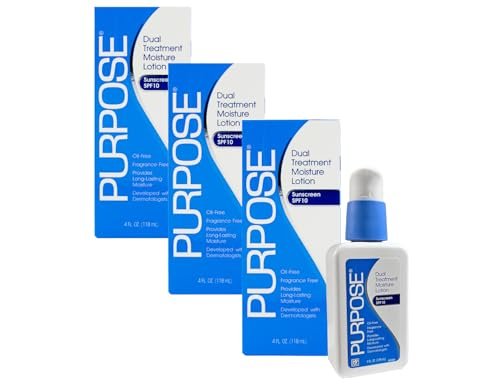 Purpose Dual Treatment Moisture Lotion with SPF 10 – Oil-Free, Fragrance-Free Daily Moisturizer for Sensitive Skin – 4 Fl Oz (Pack of 3) Avelisse