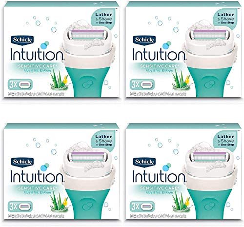 Schick Intuition Pure Nourishment Women's Razor Refills with Coconut Milk and Almond Oil - 12 Cartridges (4 Packs of 3) Avelisse